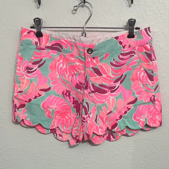 Lilly Pulitzer Pants - SOLD-Lilly Pulitzer Shorts Love Birds Front & Back Pockets Preowned Scalloped